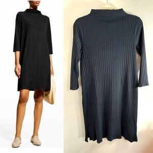 Eileen Fisher Ribbed Funnel Neck Dress
